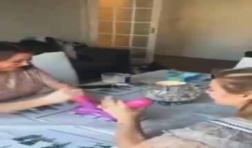 Mother and daughter have Fun homemade